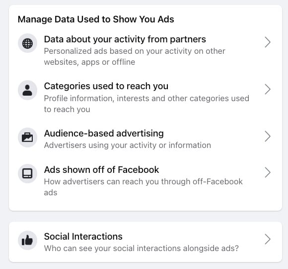 Manage Data Facebook